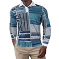 thumbnail image 1 of Camisas Vaqueras Para Hombre Manga Corta Camisa de manga larga con solapa de otoño para hombre Estampado de moda informal (Blue, XL), 1 of 7