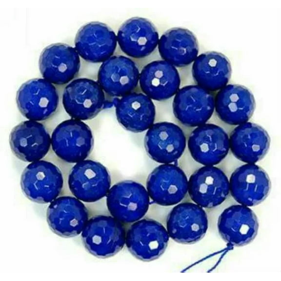 EOEMY 6/8/10mm Faceted Blue Sapphire Gemstone Round Loose Beads 15''Aaa-10mm
