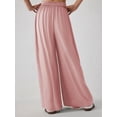 thumbnail image 4 of Pantalones Palazzo Holgados de Cintura Alta Elástica para Mujer, Informales, con Bolsillos, Holgados y Largos de Otoño Rosa XL, 4 of 7