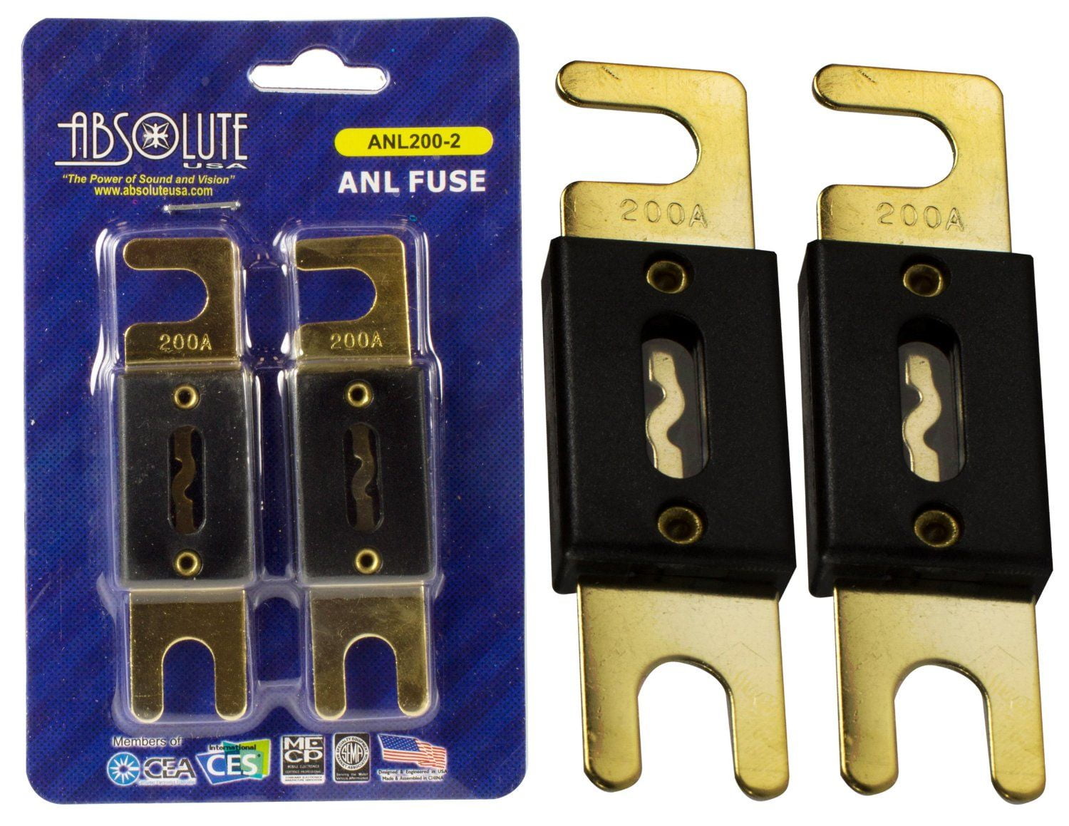 Absolute ANL200-2, 2 Pack ANL Fuses 200 Amp Gold Plated