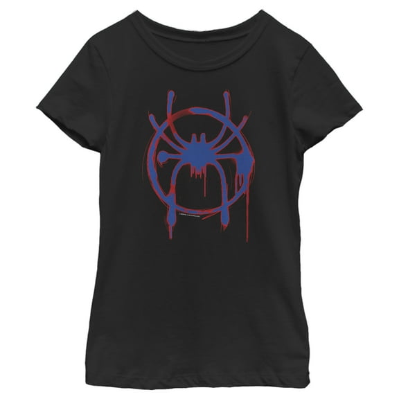 Girl's Marvel Spider-Man: Into the Spider-Verse Spray Paint Logo Graphic Tee Black Medium