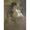 thumbnail image 2 of Cassatt, Mary 14x18 White Modern Wood Framed Museum Art Print Titled - Sketch For Mother And Daughter Looking At The Baby 1905, 2 of 4
