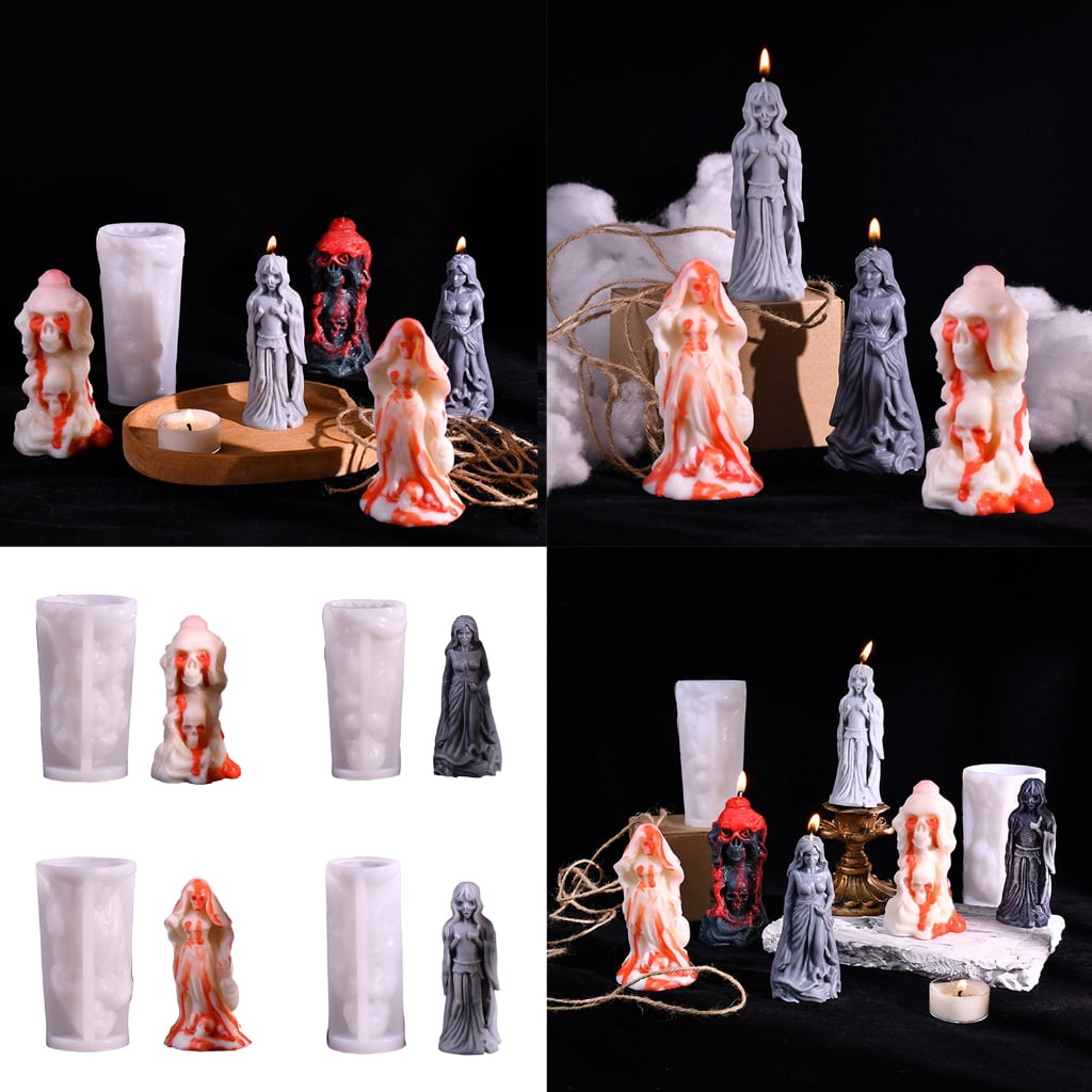 ZPAQI 4Pcs Scary Bride Silicone Candle Molds for Making Candle