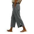 thumbnail image 2 of Lumtrix Womens Capris Pants High Waist Drawstring Dressy Casual Pants Lightweight Trousers Buttons With Pockets Dark Gray M, 2 of 6