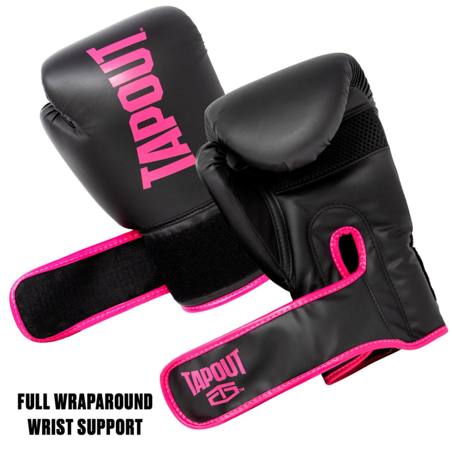 Tapout 10 oz Womens Boxing Gloves With Adjustable Hook And Loop Closure - Pink/Black