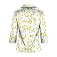 thumbnail image 5 of 3/4 Length Sleeve Womens Tops Satin Vintage Floral Print Shirts Lapel Collar V Neck Blouses Silky Dressy T-Shirt Business Casual Outfits Going Out Tops 2026 Spring Summer Top, 5 of 6