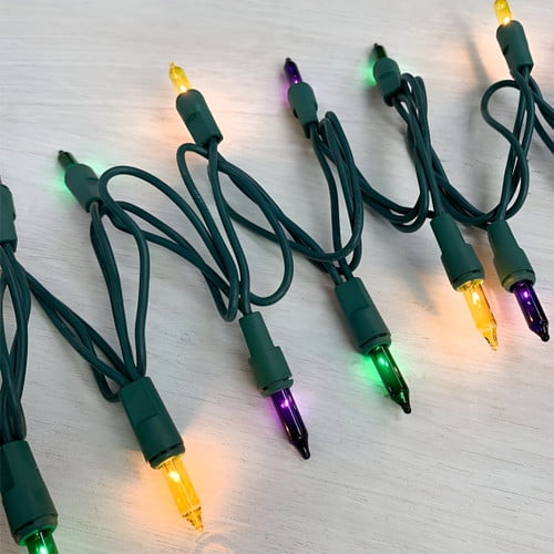 Brilliant Brand Lighting Mardi Gras Purple, Green, & Gold M5 LED String Lights - 70 Bulb Set - 23.5 Feet