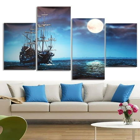 Moaere 4 Panels Art Sea Ship Wall Oil Painting Giclee Landscape Moaere 4 Panels Art Sea Ship Wall Oil Painting Giclee Landscape Canvas Prints For Home Decorations Unframed Com
