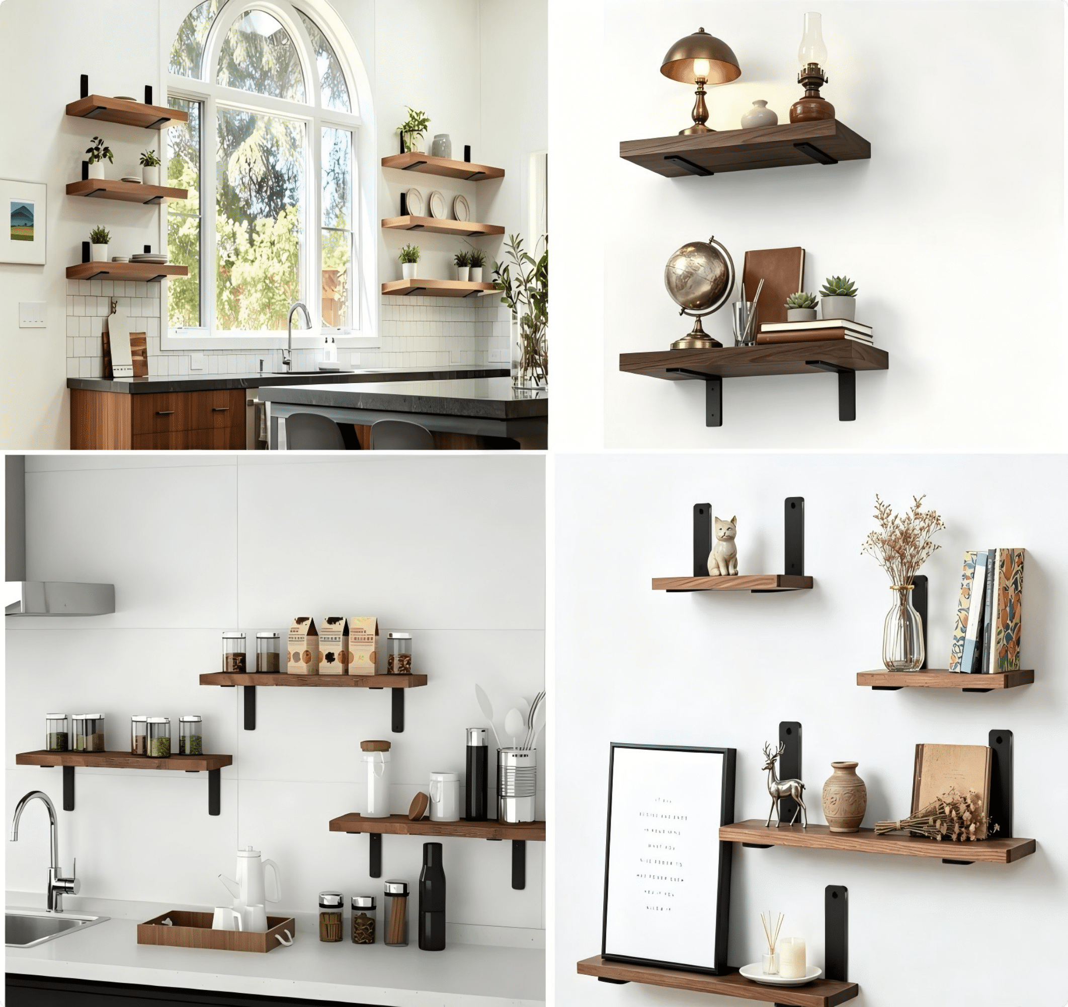 HT 6" x 4" Black L Shelf Bracket with Sturdy Support