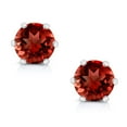 thumbnail image 2 of Gem Stone King 2.00 Cttw Round Red Garnet 925 Sterling Silver Earrings for Women | Gemstone Birthstone | Round 6MM, 2 of 6