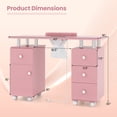 thumbnail image 3 of Gymax Manicure Table Nail Desk w/ Electric Dust Collector 3 Dust Bags Wrist Rest Pink, 3 of 10