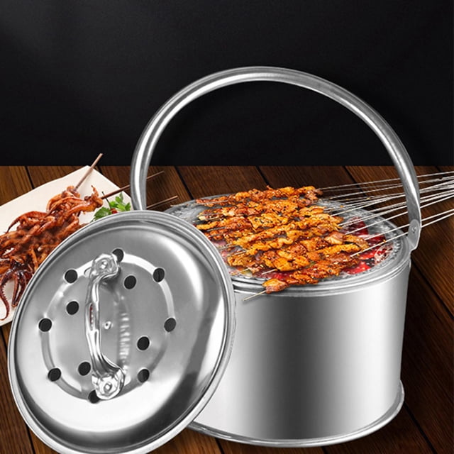 Estufa Firepit con Asa, Accesorios Multifunción de material acero Inoxidable, Portátil para Interior, Camping, Patio Trasero, Quema de para Perros S shamjiam Hoguera de la estufa
