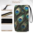 thumbnail image 5 of Womens Wallet Bifold Ladies Cluth Bag Wristlet Wrist Strap Long Purse Peacock Design, 5 of 6
