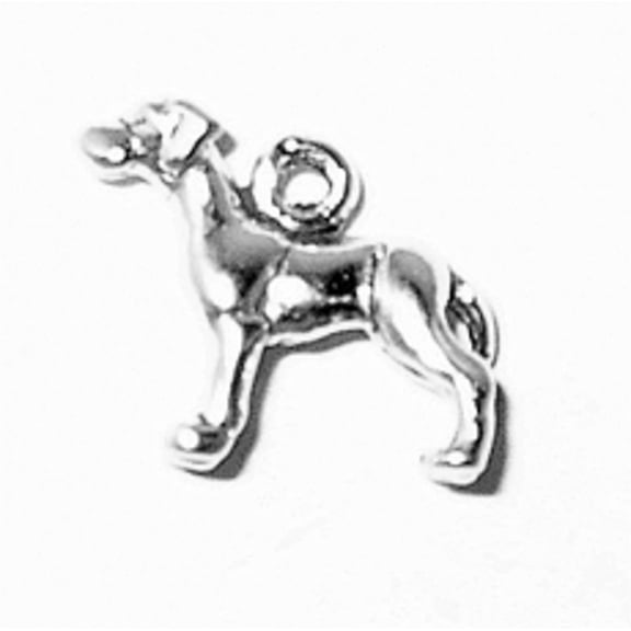 Sterling Silver 16" .8mm Box Chain 3D Small Great Dane Tail Down Dog Breed Pendant Necklace