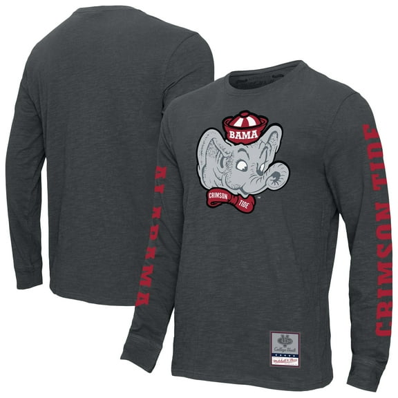 Men's-Mitchell & Ness  Charcoal Alabama Crimson Tide Team Pride Long Sleeve T-Shirt