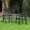 Black-2Pcs, variant on Resenkose Modern 35.43" HDPE Outdoor Dining Table, All Weather Patio Table with Umbrella Hole for Garden, Backyard, Black