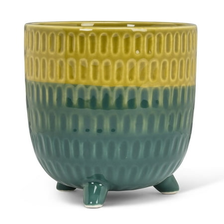 Set of 4 Large Two Tone Footed Planter