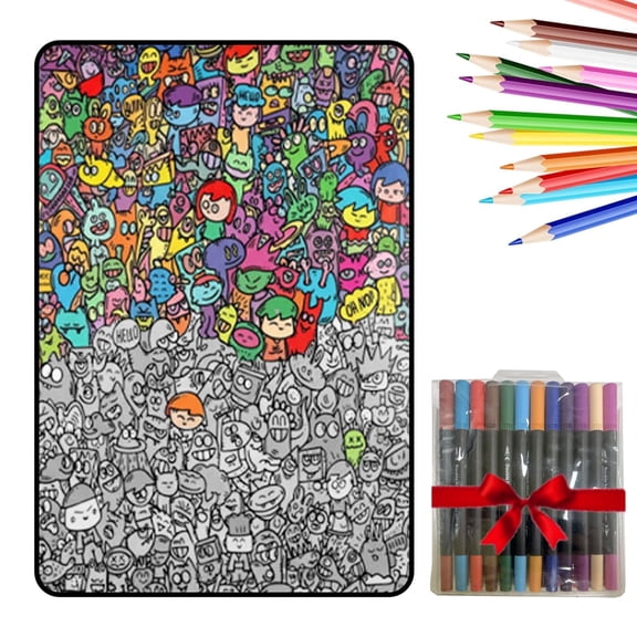 Coloring Blanket DIY Washable Sofa Throw | Art and Craft Coloring Blanket for Boys, Girls, Families, Craft Lovers, Preschoolers | Birthday, Holiday, Living Room, Bedroom, Apartment Fun Activity