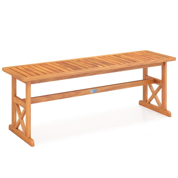 Biotree 51 Inch Outdoor Acacia Wood Bench with Slatted Seat and 800 lb Weight Capacity Set of 2 Garden Bench Seat for Patio and Backyard, Natural