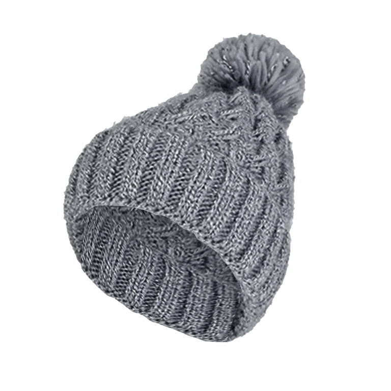 ✨ Women Grey Reflective Beanie Hat Warm Cuffed Winter Knit Hat Sports High Cap Achiou Beanie Hat for Women Men, Warm Cuffed Knit Hat for  main image 2