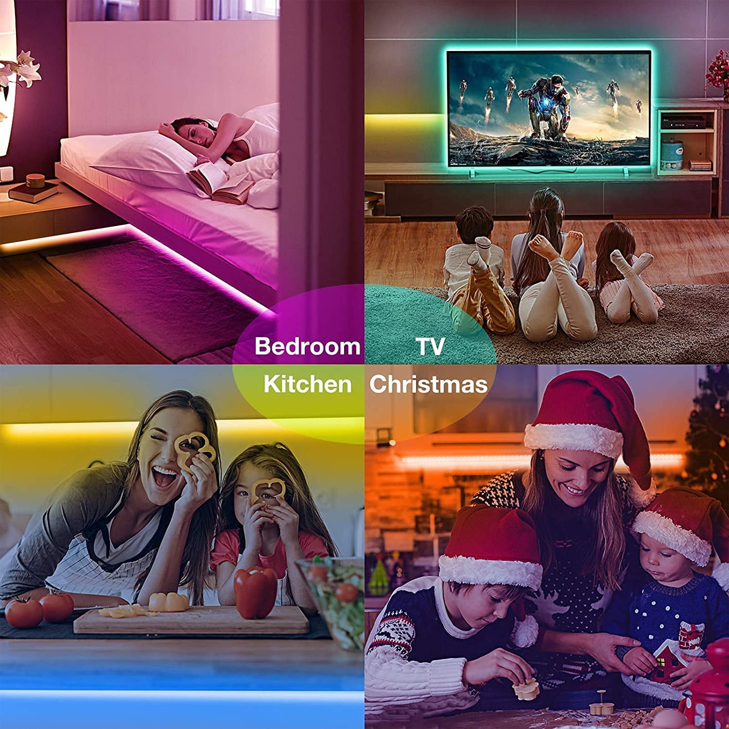 JudiXY LED Strip Lights, 32.8ft RGB Color Changing Light Strip Kit with Remote and Control Box for Room,Bedroom, TV, Cupboard Decoration, Bright 5050 LEDs