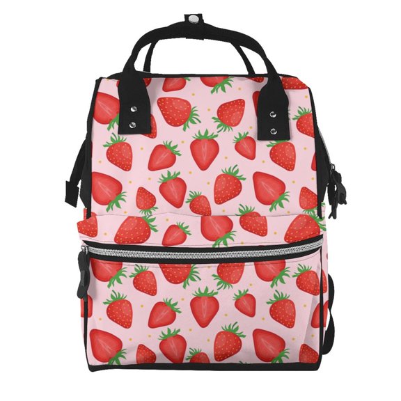 Defioc Strawberries for Baby Diaper Bag Backpack - Baby Bag for Boys & Girls - Diaper Backpack - Large Travel Diaper Bags- Baby Registry Search & Shower Gifts