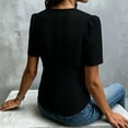 thumbnail image 5 of Kaemgyyd Shirts for Women Dressy Ruffle Front Round Neck Top Button up Short Sleeve Business Casual Summer Blouse, 5 of 6