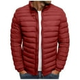 thumbnail image 2 of USNSM Men's Puffer Jacket Winter Quilted Puffy Jackets Lightweight Warm Winter Coats Water-Resistant Windproof Insulated Coats Red XS, 2 of 6
