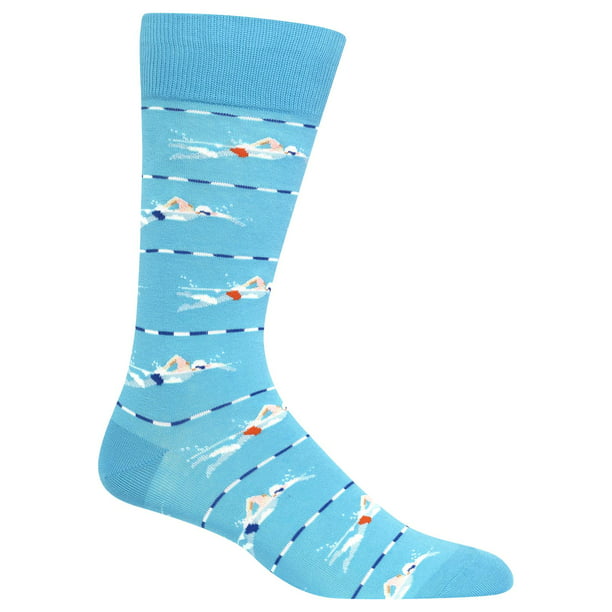 Hot Sox Mens Swimmers Crew Socks, Men's Shoe Size 6-12.5, Light Blue 