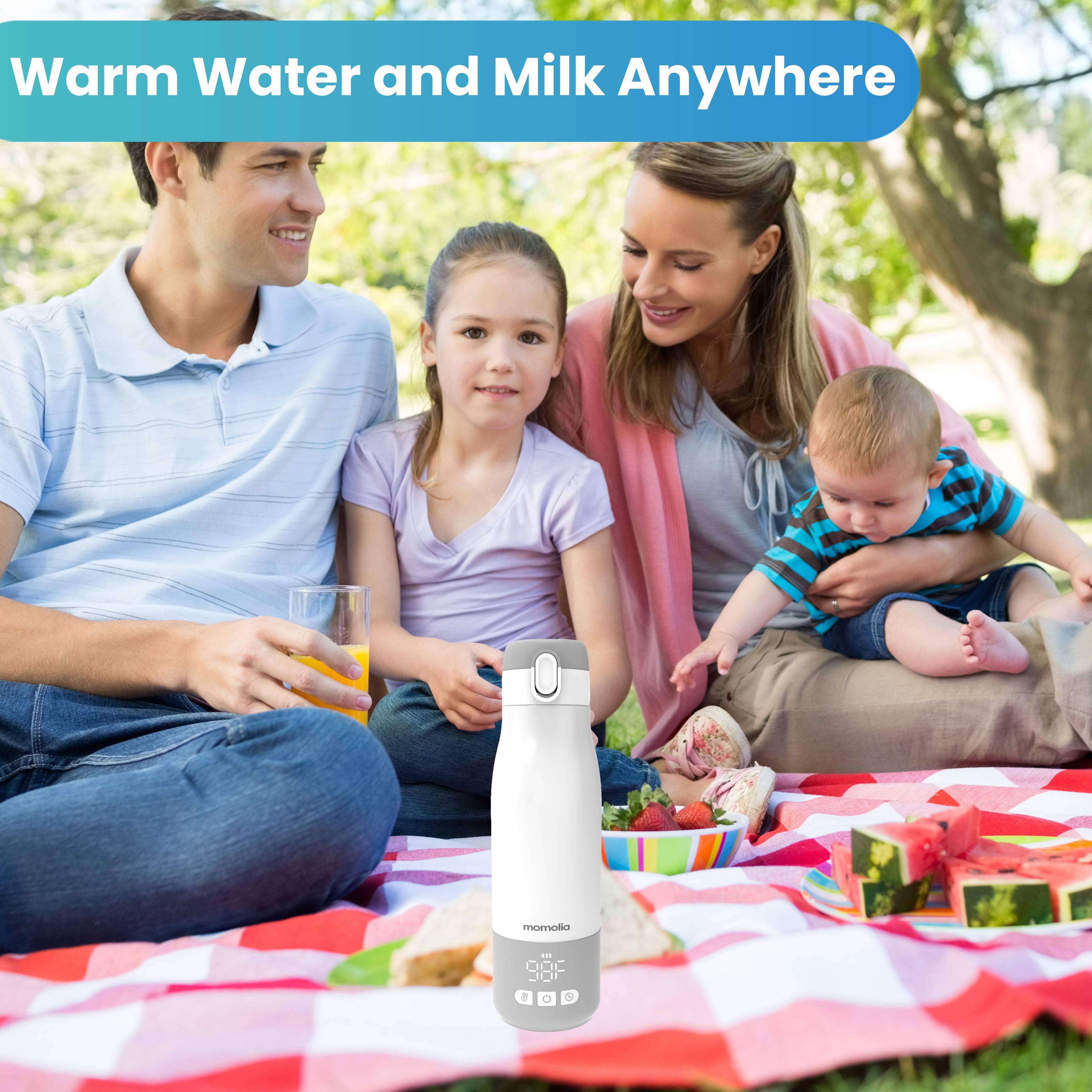 Portable Milk Warmer for Travel, Bottle Warmer for Breastmilk and Formula, Milk Warmer On-The-Go, Large Capacity 12 oz. with LED Temp Control, Wireless for Bottle Feeding (Grey)