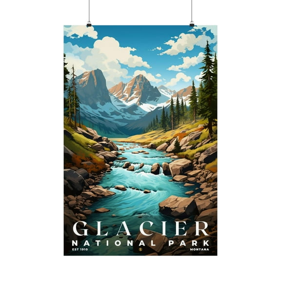 ELNEIT - Glacier National Park Poster, Unframed Matte Paper, S07