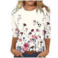 thumbnail image 2 of TIMIFIS 3/4 Sleeve Shirts for Women Button V Neck Loose Womens Tops Fall Clothes Mid Length Three Quarter Sleeve TopsFall, 2 of 5