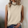 thumbnail image 4 of FRSASU Women's Vest Turtleneck Sleeveless Solid Color Knit Sweater High Neck Summer Casual Pullover Sweater Beige, 4 of 7