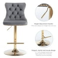 thumbnail image 5 of ODUSE-DAILY Gray Velvet Bar Stools Set of 4 - Adjustable Swivel Counter Height Chairs with Tufted Back and Nailhead Trim for Kitchen Island Pub Restaurant (4Pcs, Gold Metal, Grey), 5 of 12