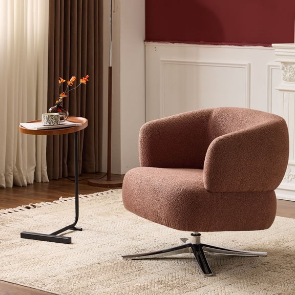 S-HOME Cozy Cuddle-Style Leisure Swivel Sofa Chair in Bold Red for Balconies, Studies, and Living Rooms