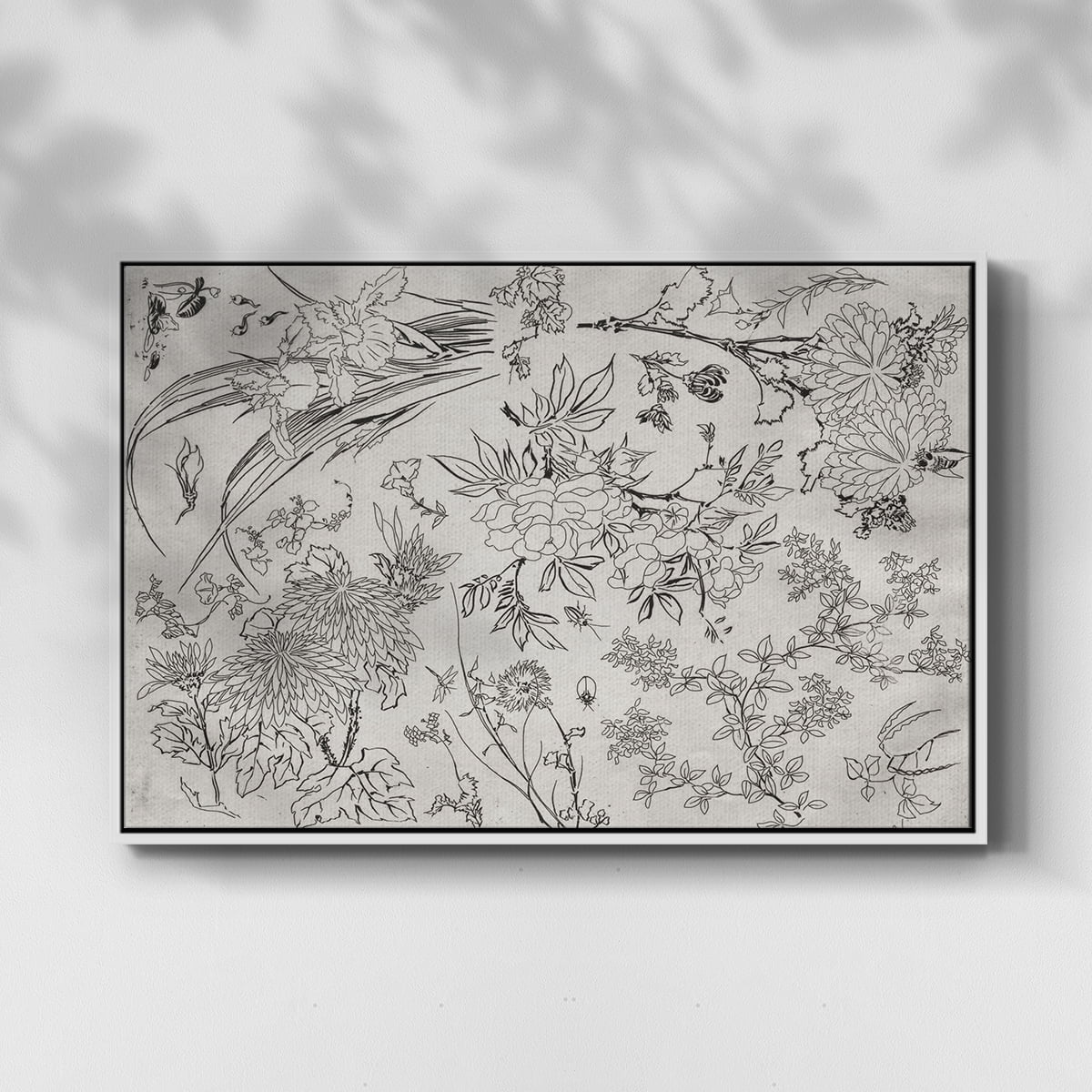 Vintage Abstract Print-XVI Framed in White Wood Gallery Wrapped Canvas 17 in. x 25 in.