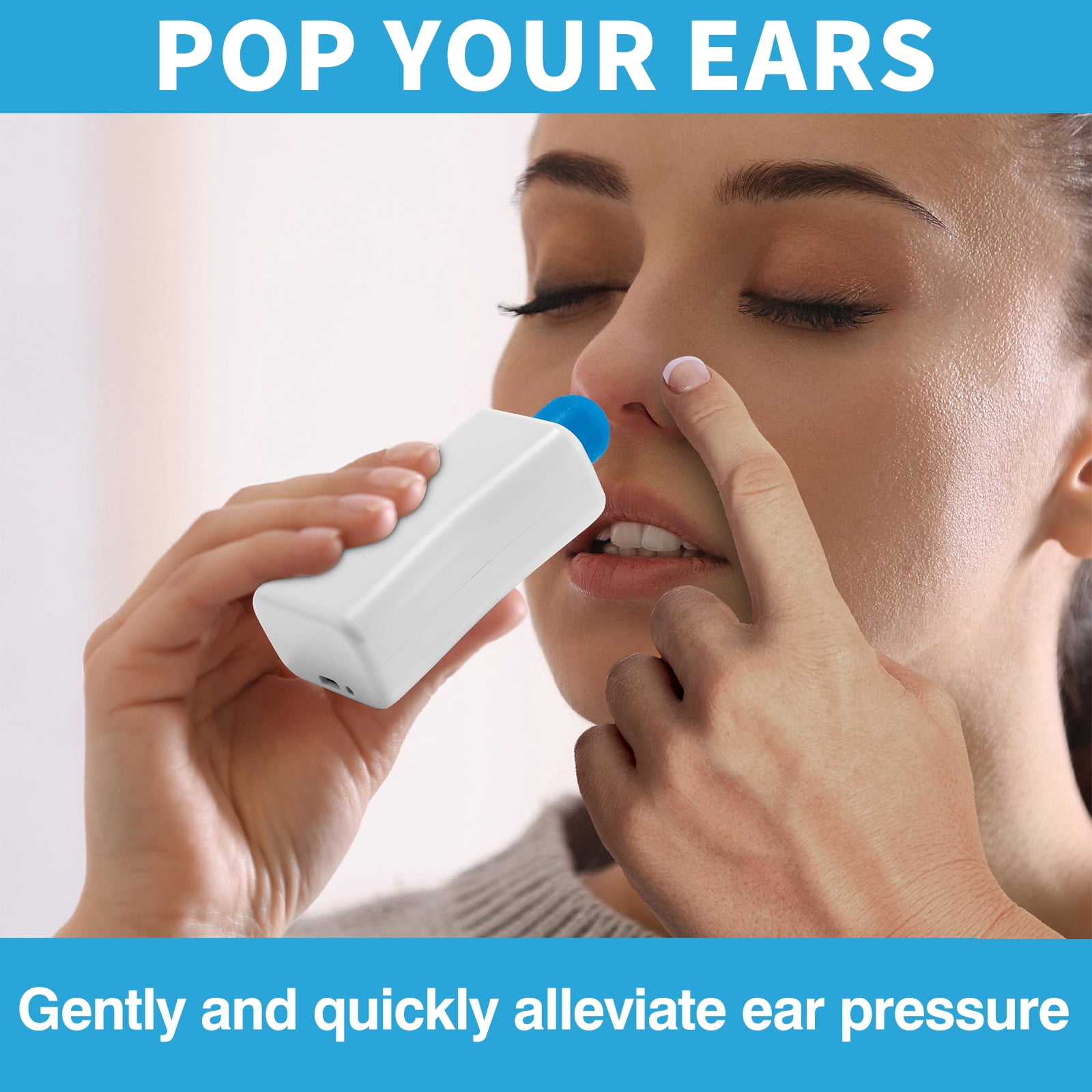 Ear Pressure Relief Device by Tilcare - Equalizing Ear Popping for Flying, Swimming, Diving, Cold and Allergy Discomfort - Comes with 3 Tips and Portable Protective Pouch