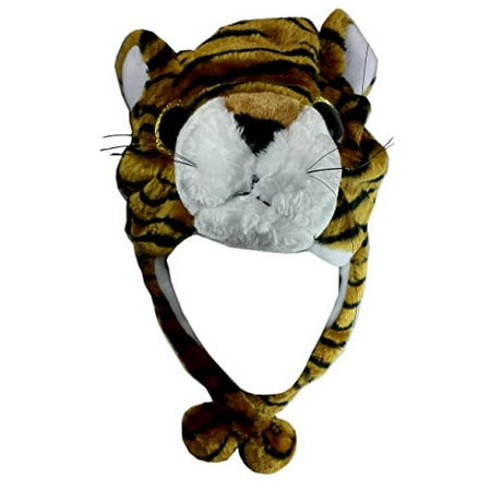 Critter Caps Big Eye Terry Tiger Animal Beanie Hat - One Size Fits Most Super Soft Plush Beenie Hats - Christmas Holiday Gift Ideas - Great for Boys and Girls