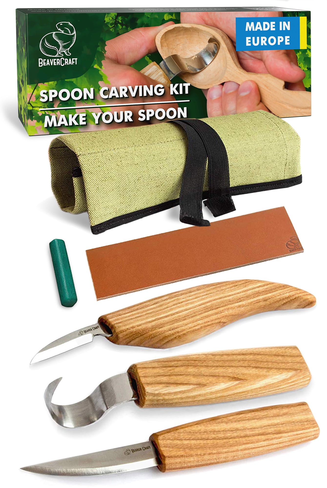 Professional Double Sided Wood Carving Leather Strop & Polishing Compound Set 