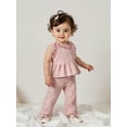 thumbnail image 6 of Loicainy Toddler Baby Girl 2 Piece Plaid Clothes Set 6 12 18 24 Months 2T 3T 4T Frill Trim Sleeveless Ruffle Tank Tops Elastic Waist Pants Outfit, 6 of 9