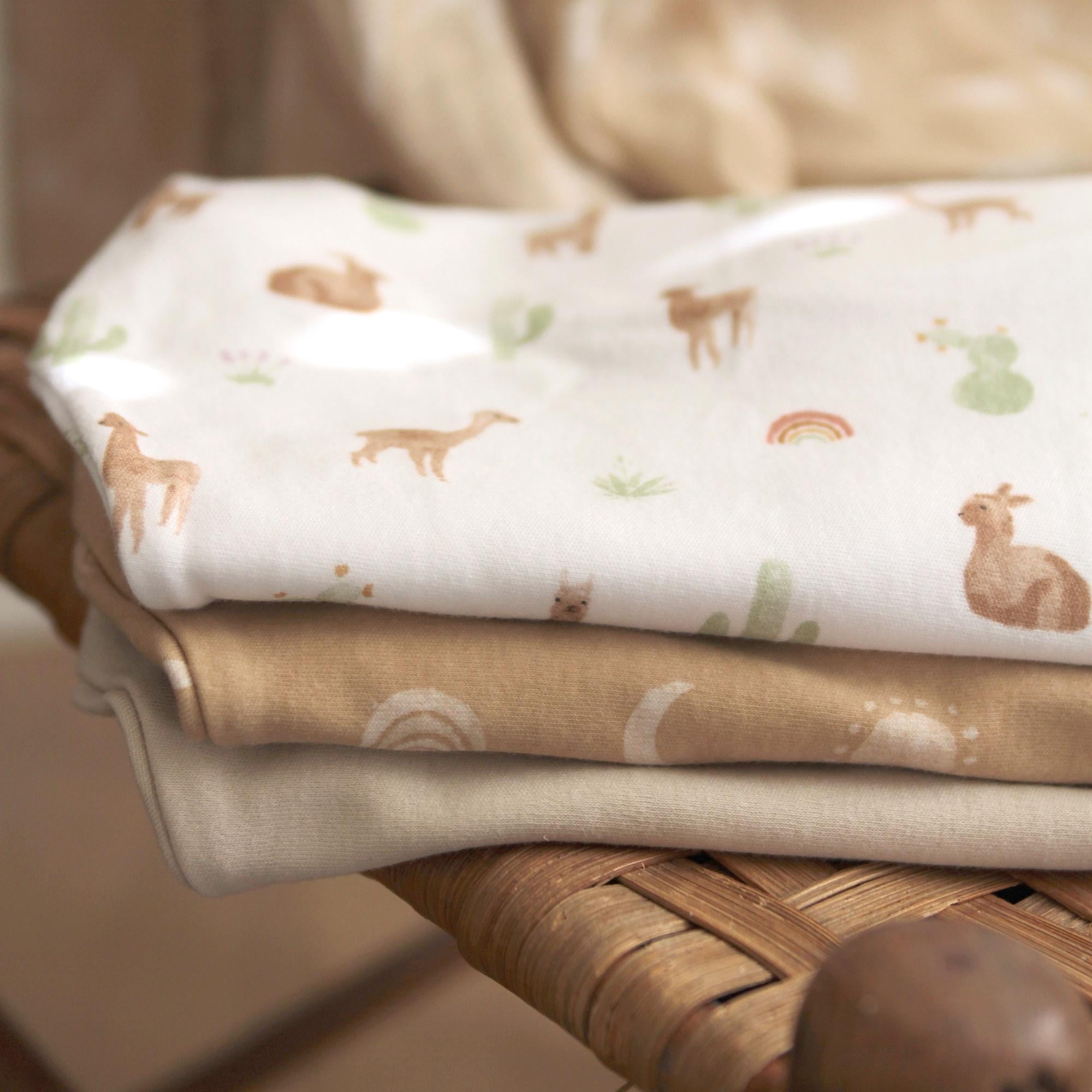 aden + anais Essentials No Zip Wrap Swaddles, Desert Sun, Tan, Unisex, Newborn, 0-3 Months, 3-Pack