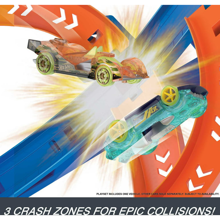 het dossier capaciteit Collectief Hot Wheels Action Spiral Speed Crash Track Set with Motorized Booster &  1:64 Scale Toy Car - Walmart.com