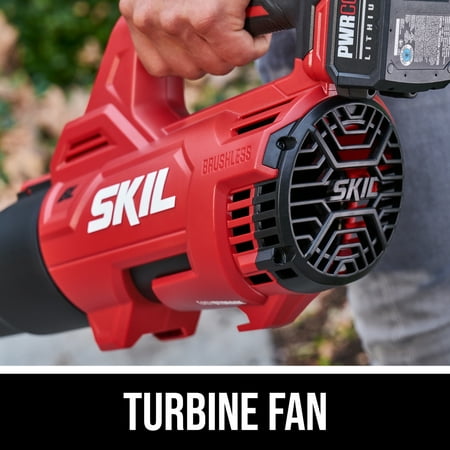 Skil - PWR CORE 20 Brushless 20V 400 CFM Leaf Blower with 4.0Ah Battery and Charger - Red/black