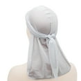 thumbnail image 3 of Premium Velvet for Men and Women, Extra Long Tail Wave Cap, Hip Hop Oversized Bandana Headwrap, Luxury Velvet Hair Bonnet White, 3 of 3
