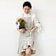 thumbnail image 1 of Delantal de lino y algodón de estilo japonés con pliegues y cola de mariposa, para floristería, cafetería, ropa de trabajo, moderno y sencillo, con estampado para el hogar, 1 of 6