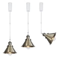thumbnail image 1 of FSLiving Adjustable Height Track Pendnat Light J-Type Retractable Lift Track Spotlight with Telescoping Rod Adjustable Gimbaled Lamp-Post Juno Track Industrial Cone Lamp, Bronze - 3 Lights, 1 of 7