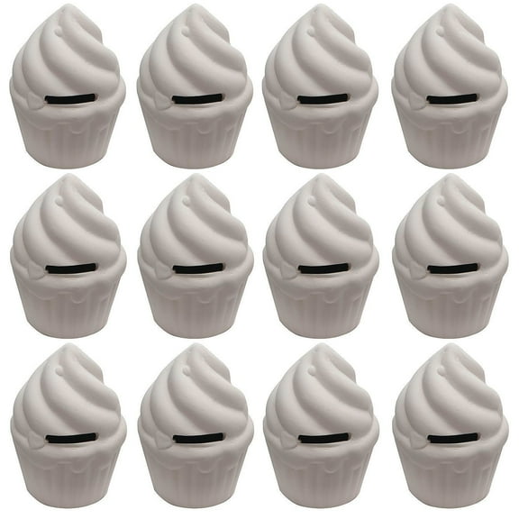 Color-Meâ„¢ Ceramic Bisque Cupcake Banks (Pack of 12)