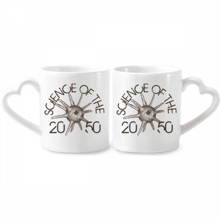 

Science Cell Line Illustrate Pattern Couple Porcelain Mug Set Cerac Lover Cup Heart Handle