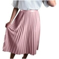thumbnail image 2 of Maxi Skirts for Women High Waisted Elastic Long Floral Skirt Women Casual Summer Large Solid Elastic Waist Flax A-line Ankle Skirt Ndbuld,Pink, 2 of 5