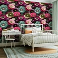 thumbnail image 2 of Peel and Stick Wallpaper Contact Paper Anemones Black Large Pink Flower Golden Brown Flower Purple Flower Self Adhesive and Removable 24in x 118in, 2 of 8